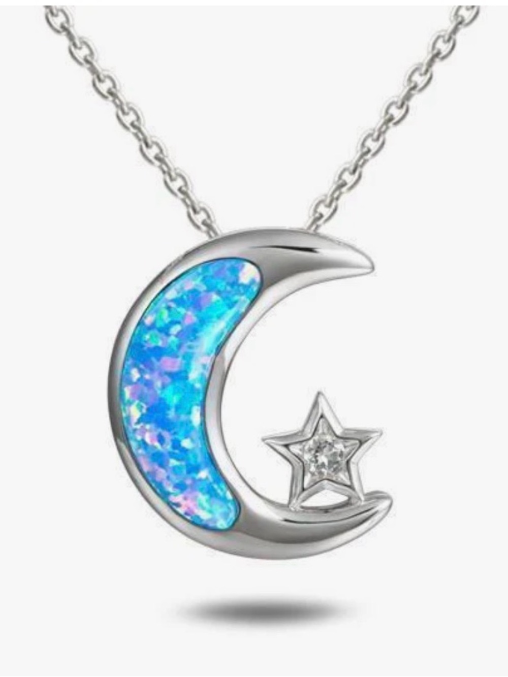 925 Sterling Silver Alamea Opal Moon & Star Pendant